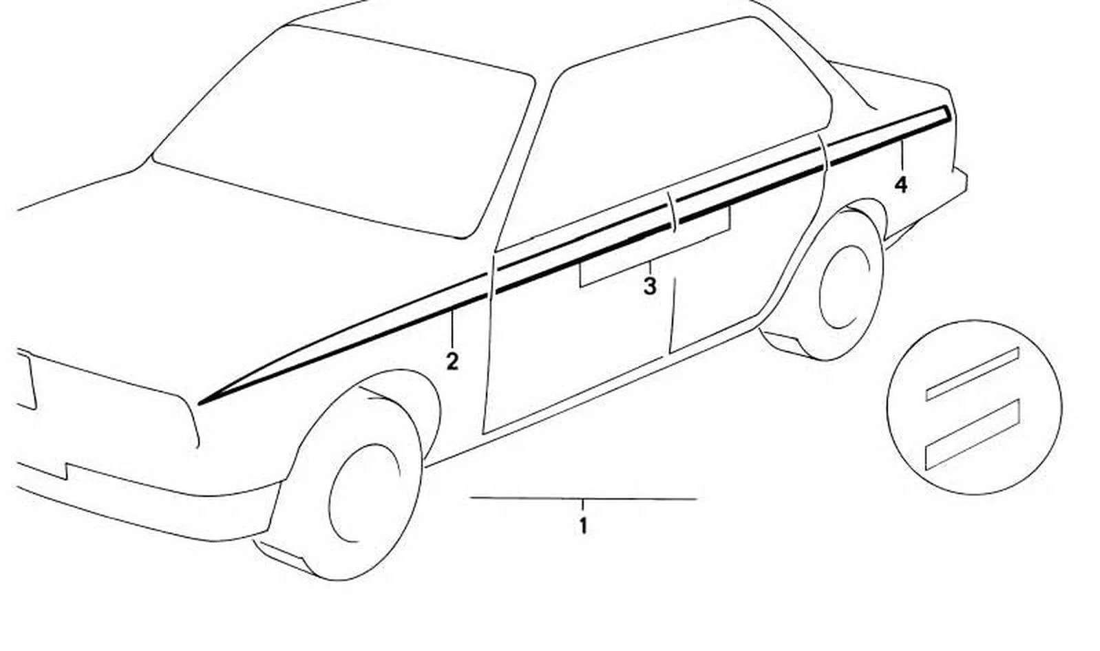 BMW E21 E24 E28 E30 Sağ Gümüş Süs Çıtası 51141866646