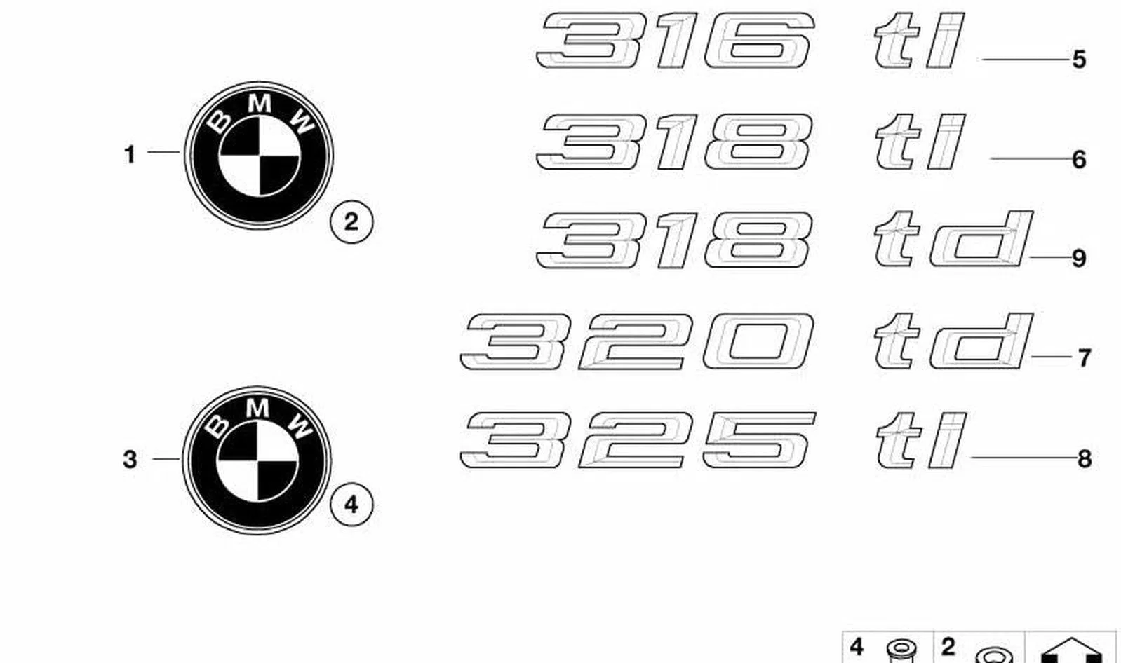 BMW 3 Serisi E46 Bagaj Arka Yapışkan Amblemi 51147025181
