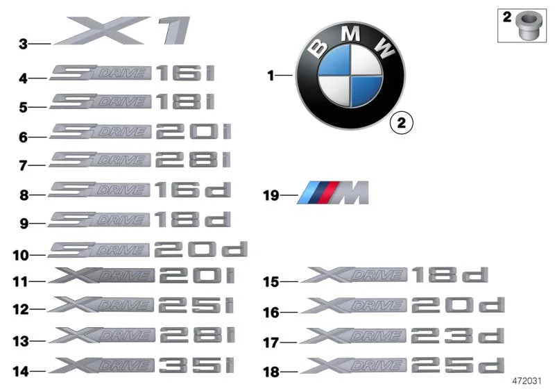 BMW X1 E84 Arka xDrive 25d Model Yazısı 51147362665