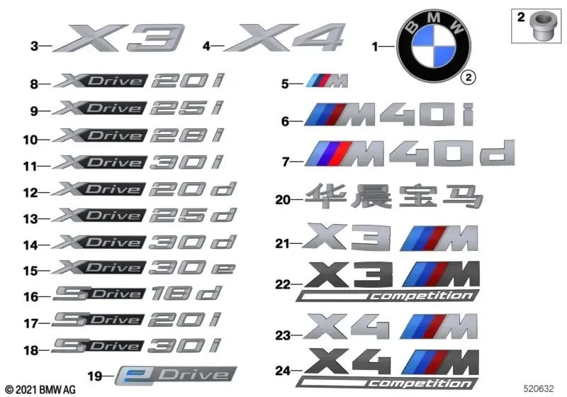 BMW F39 F98 G02 Ön Kaput Amblemi 51147463692