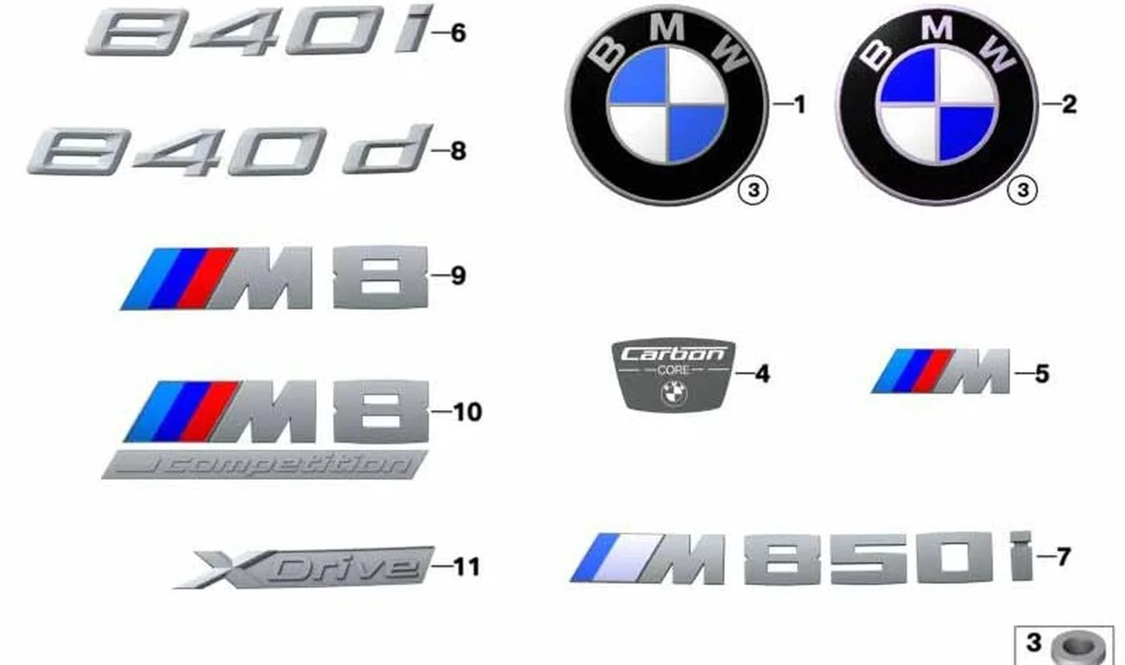 BMW 8 Serisi F91 F92 F93 Sportif Model Amblemi 51148074838