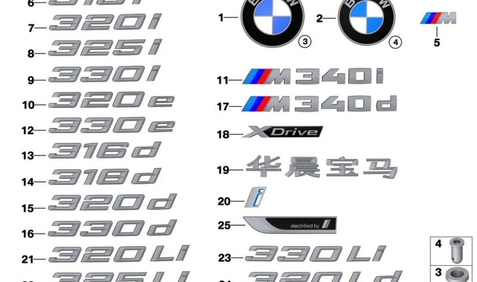 BMW 3 Serisi G20 G21 Arka Dizel Model Amblemi 51148075630