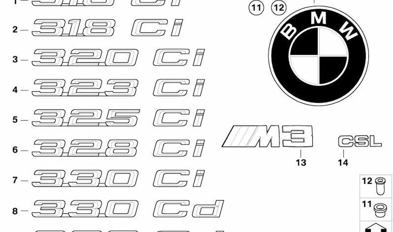BMW 3 Serisi E46 Arka Yapışkanlı Model Amblemi 51148240115