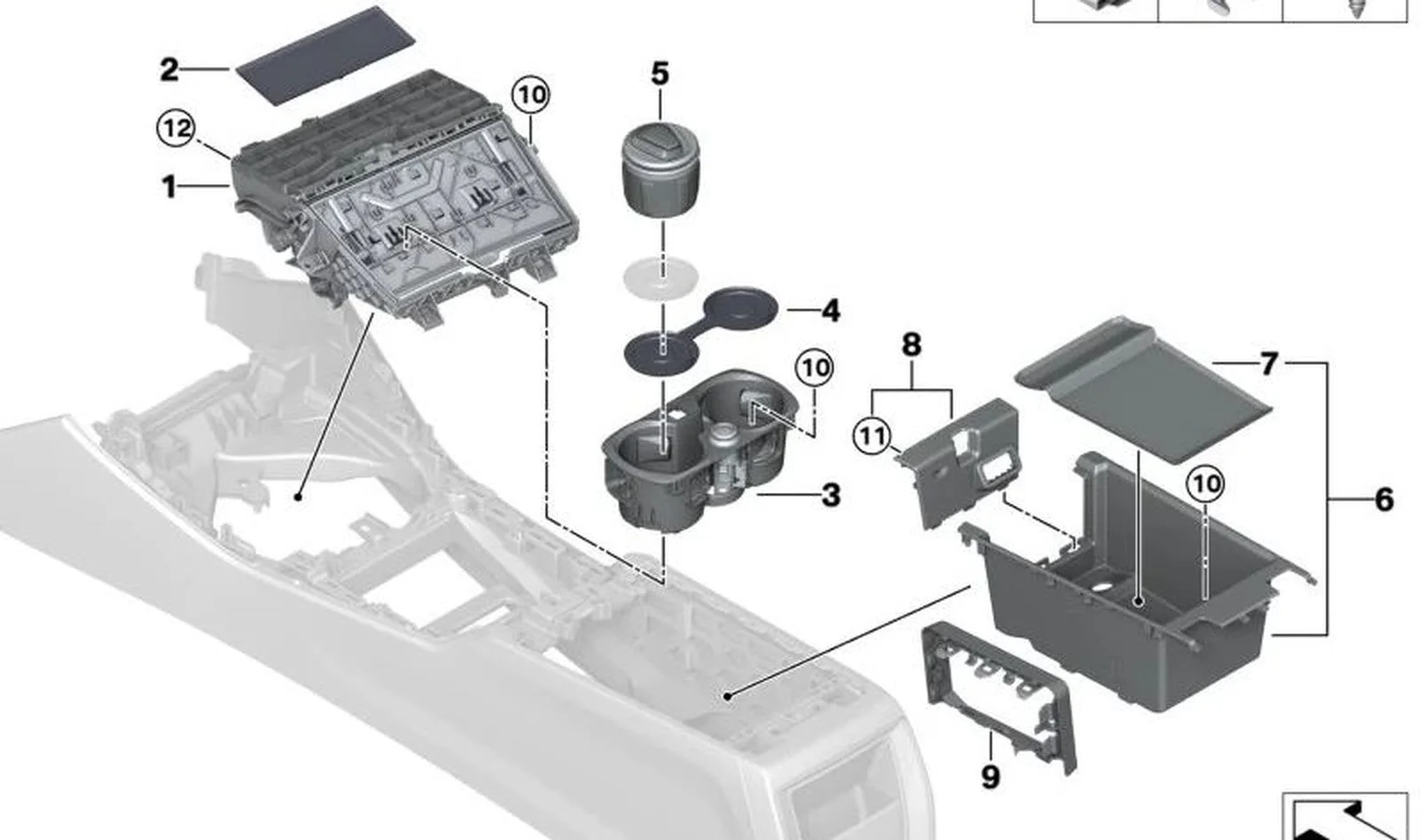 BMW 3 Serisi E46 Saklama Gözlü Bardak Tutucu 51166809803