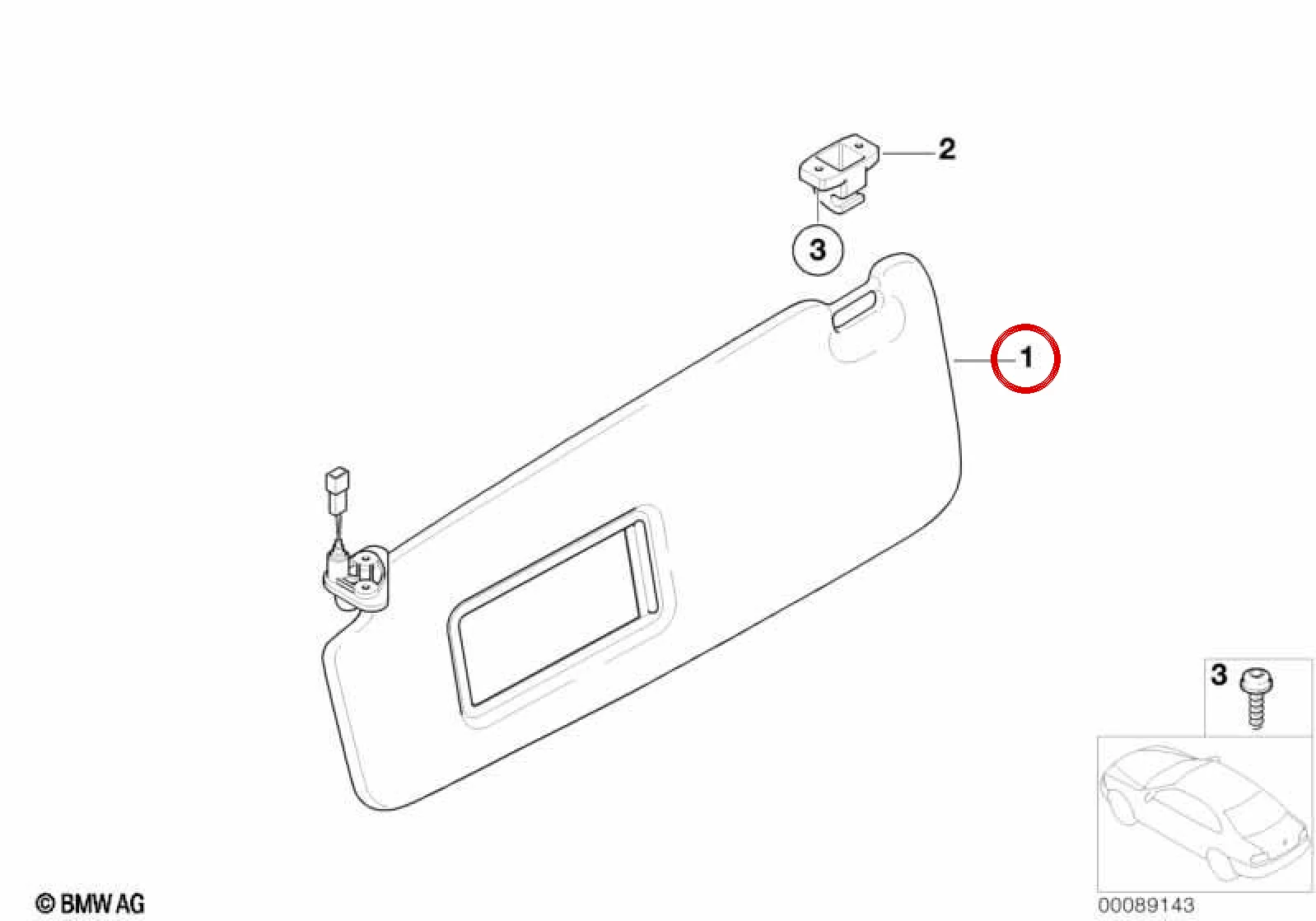 BMW 7 Serisi E65 E66 Makyaj Lambalı Sol Güneşlik 51166952551