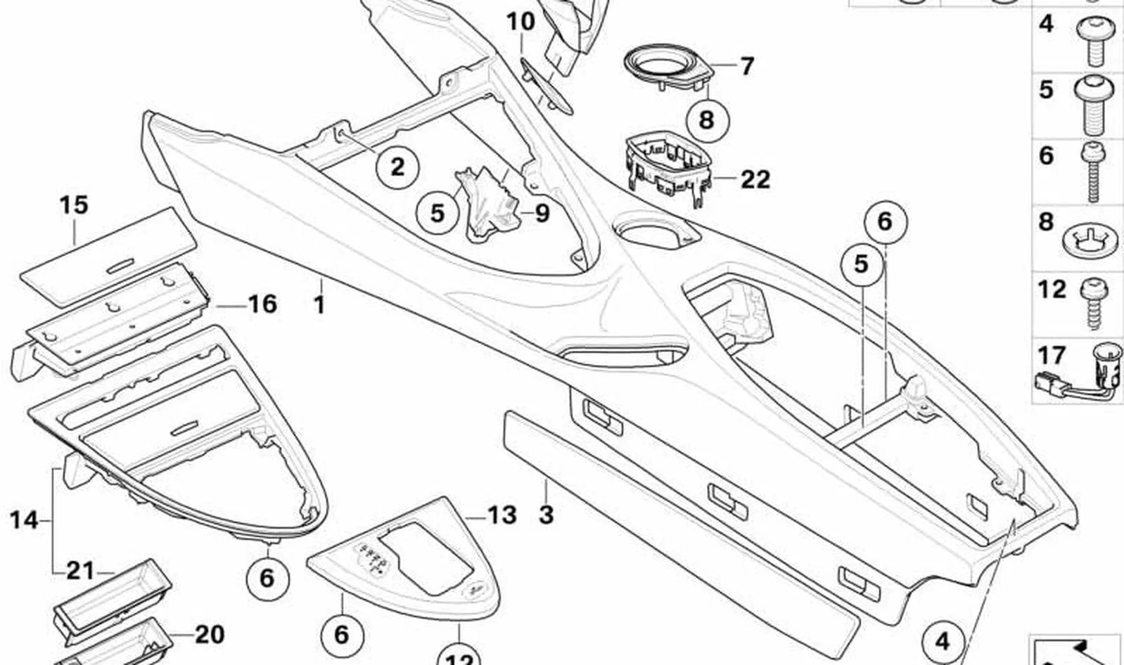 BMW 6 Serisi E63 E64 Arka Konsol Sağ Yan Kaplama Bej 51166960996