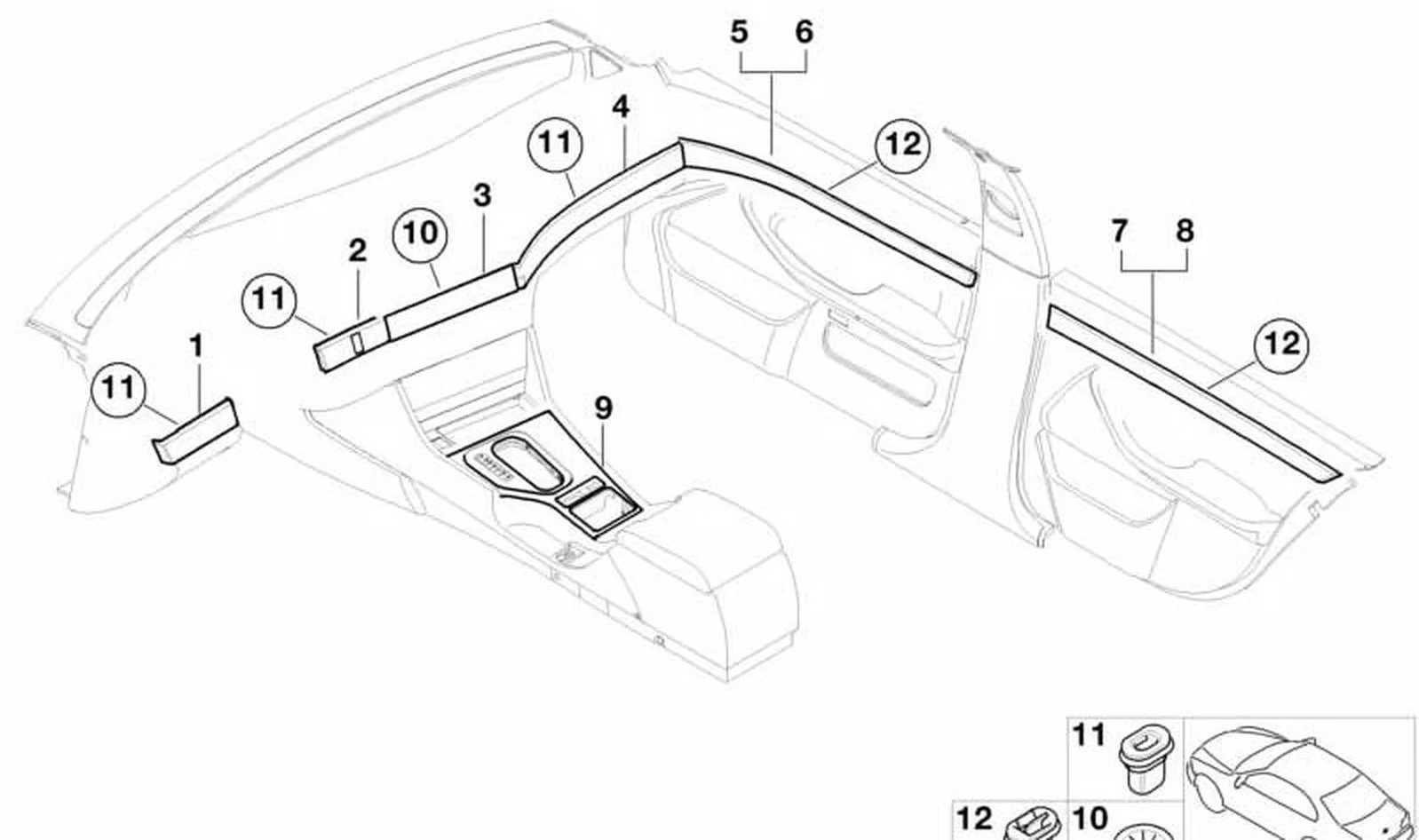 BMW 5 Serisi E39 Orta Konsol Taban Kaplaması Ahşap 51167047858