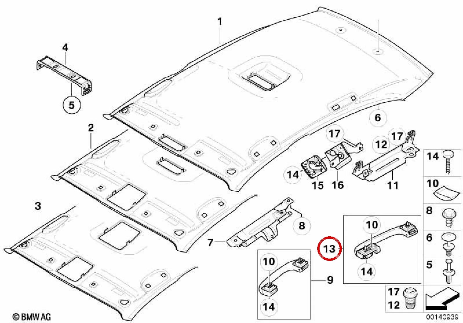 BMW 1 Serisi E81 E87 Arka Sağ Tavan Tutamağı Alaska Grisi 51167312182