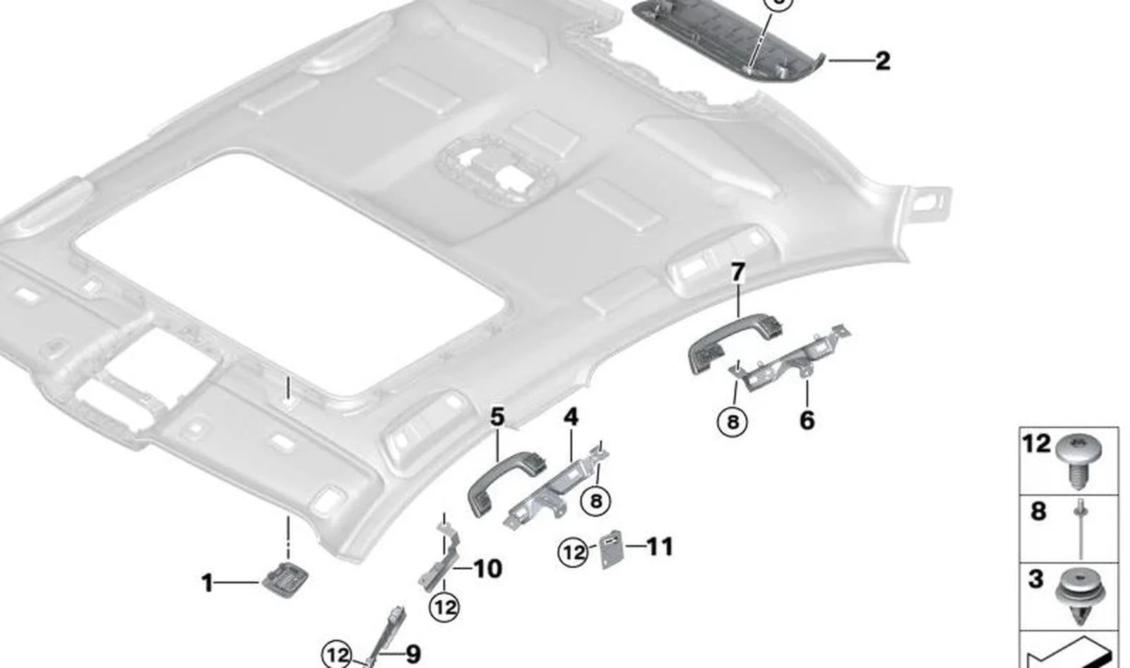 BMW 5 Serisi F90 G30 G31 Ön Sağ Tavan Tutamağı Braketi 51167384556