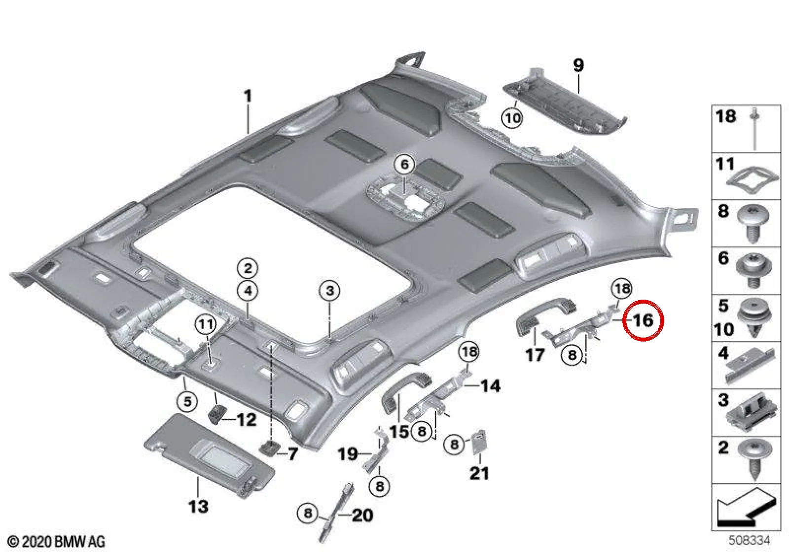 BMW 5 Serisi F90 G30 Arka Sol Tavan Tutamağı 51167384557