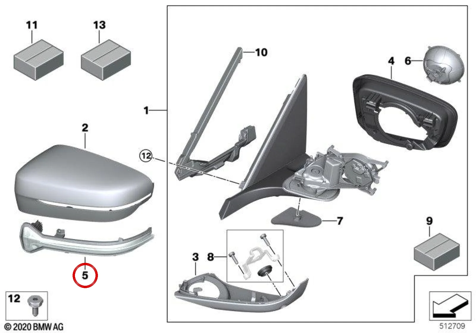 BMW F90 F91 F92 F93… Sağ Dış Ayna Sinyal Lambası 51167414652