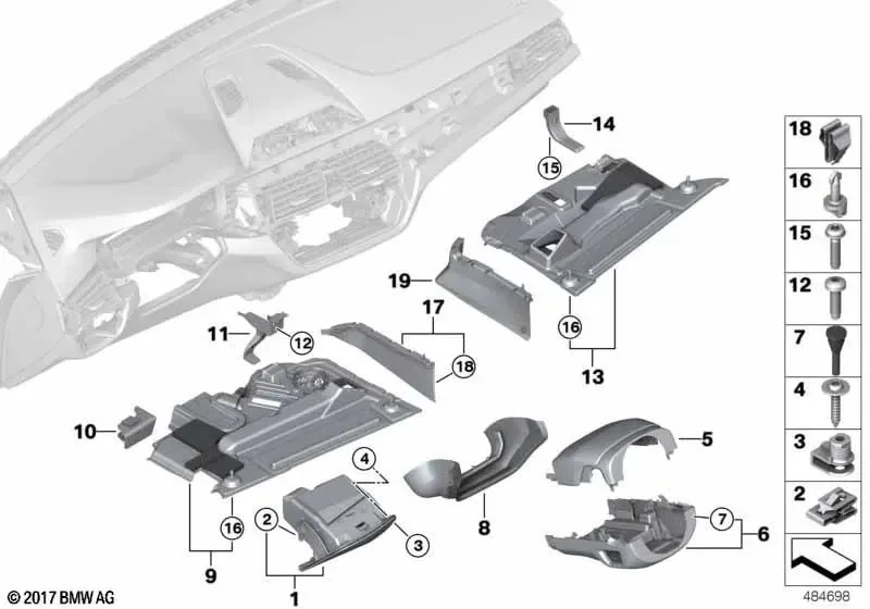 BMW G30 G31 G32 Fildişi Sürücü Tarafı Eşya Gözü 51167948718