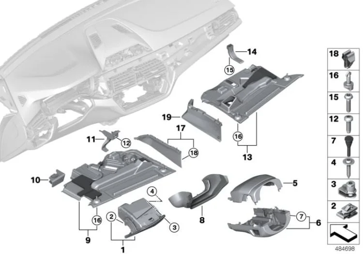 BMW G30 G31 G32 Fildişi Sürücü Tarafı Eşya Gözü 51167948718