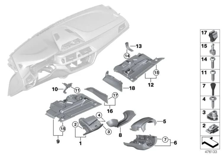BMW G30 G31 G32 Fildişi Sürücü Tarafı Eşya Gözü 51167948718
