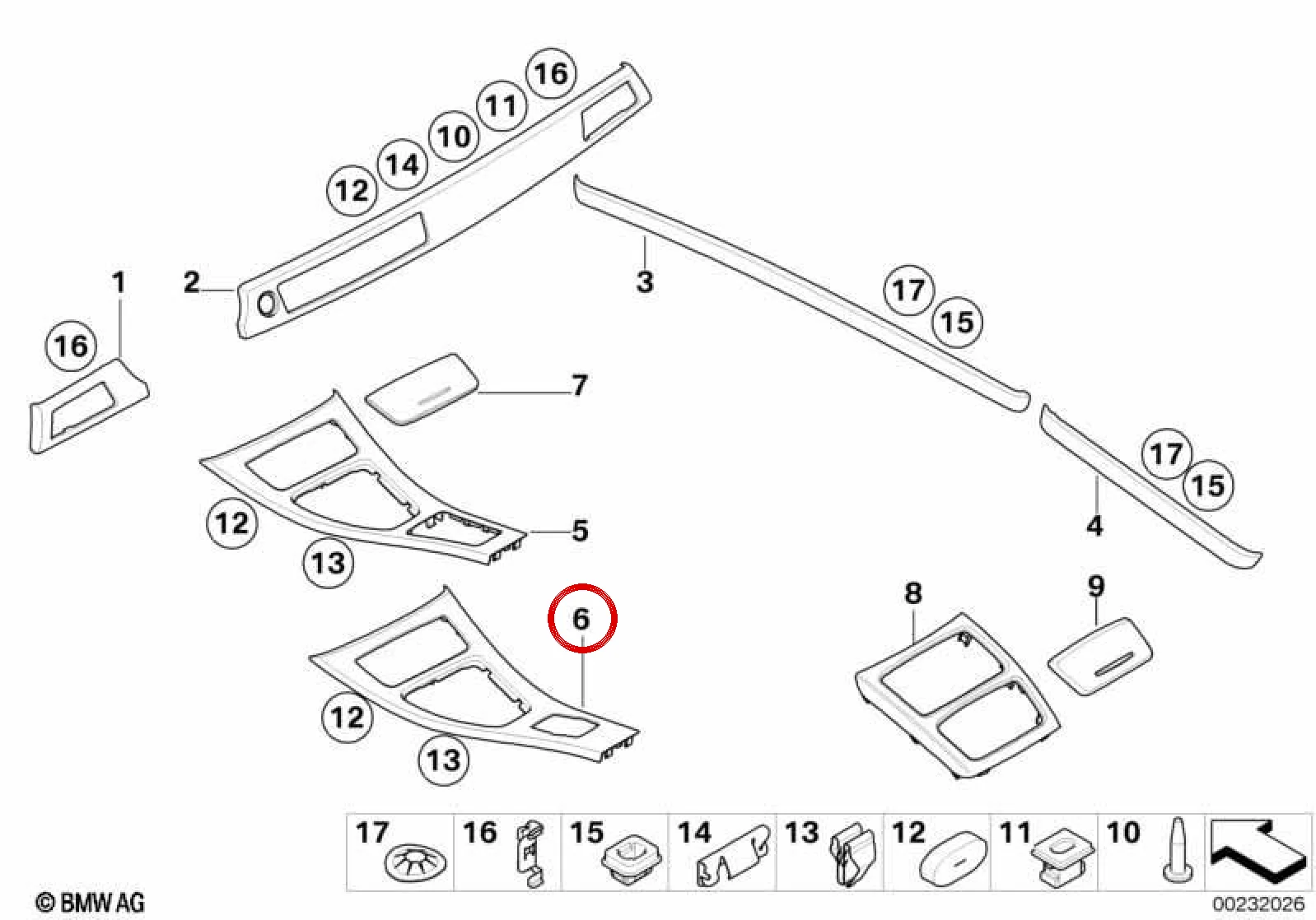 BMW 3 Serisi E93 Torpido Gözü Kaplaması Glacier Silver 51168049067