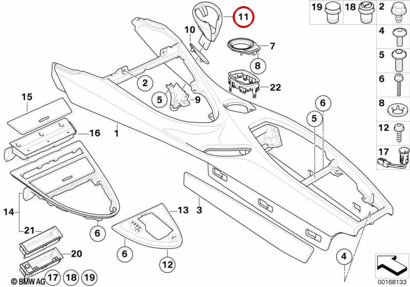 BMW 6 Serisi E63 E64 Orta Konsol Krom Bardaklık 51169115509