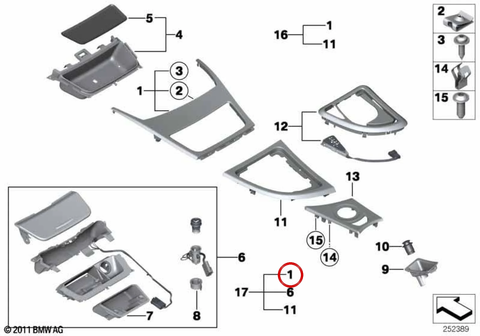 BMW 1 Serisi E81 E82 E87 E88 Orta Eşya Gözü Trim Çıtası 51169121712