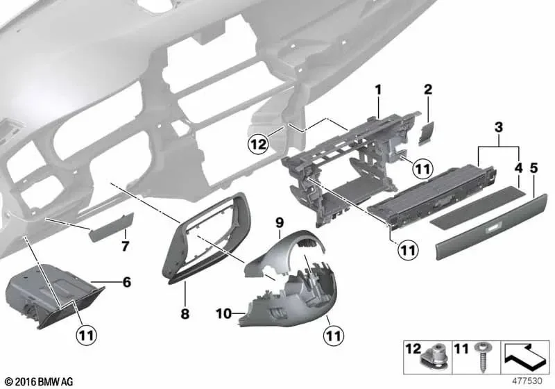 BMW 5 Serisi F07 Siyah Saklama Bölmesi Çıtası 51169199123
