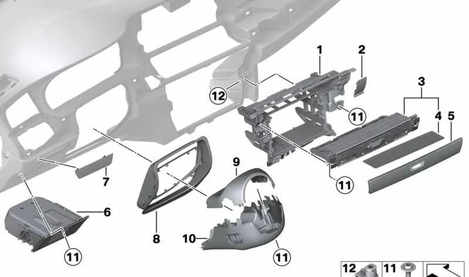 BMW 5 Serisi F07 Siyah Sürücü Saklama Bölmesi 51169199128