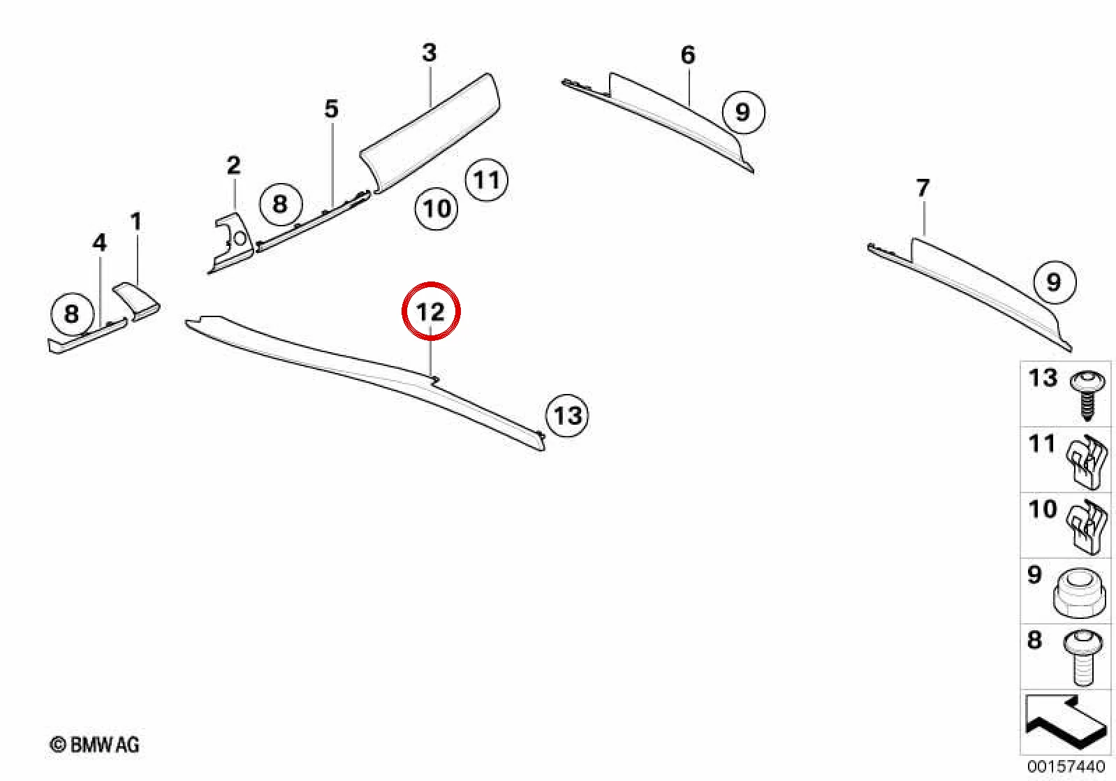 BMW E70 E71 E72 Orta Konsol Sol Saten Gümüş Çıta 51169202111