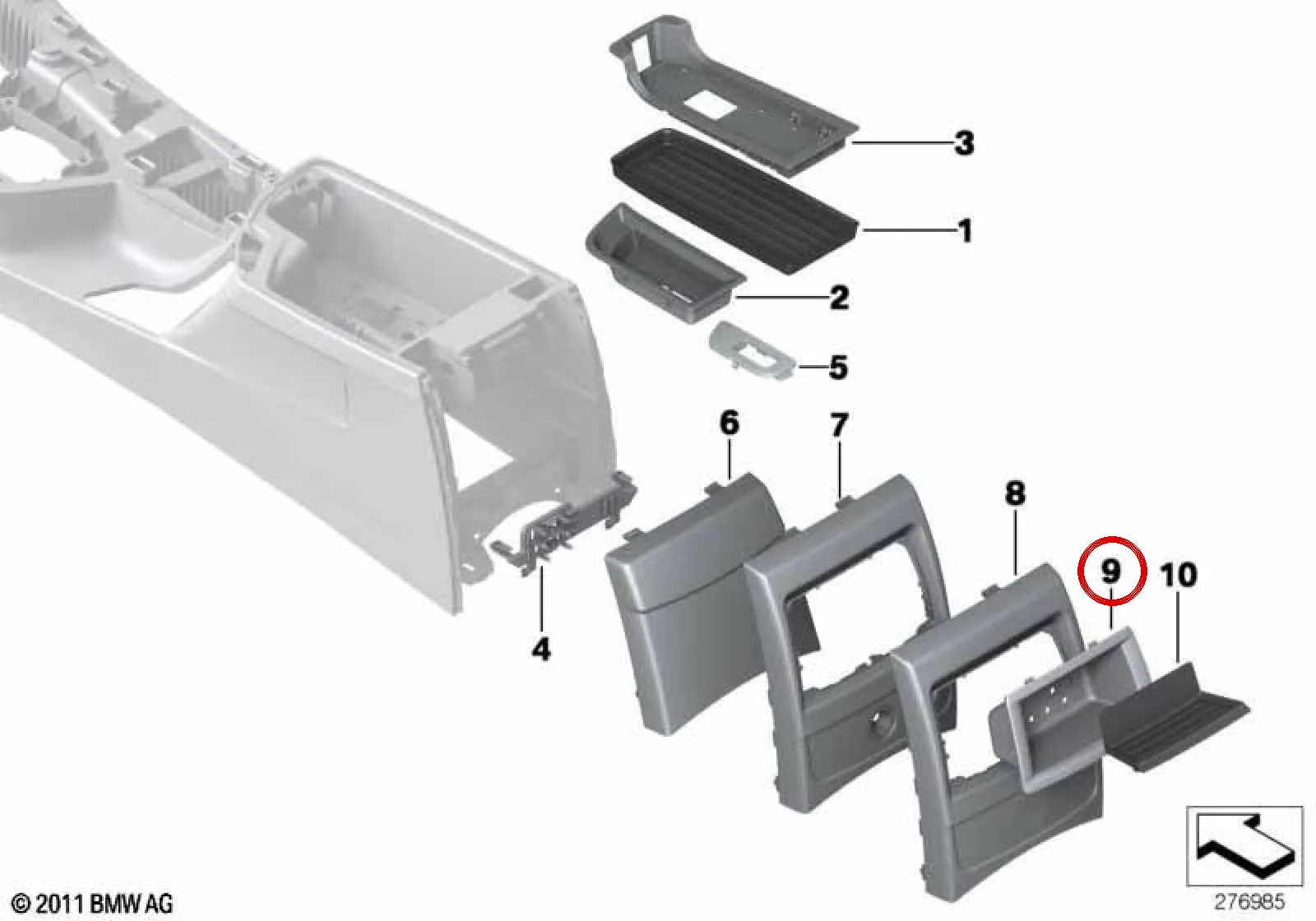 BMW F20 F21 F22 F23… Arka Orta Konsol Saklama Gözü 51169230128