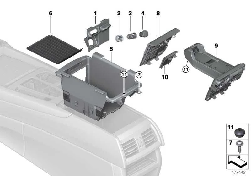 BMW F15 F16 F85 F86 Orta Konsol Kadife Altlığı 51169267951