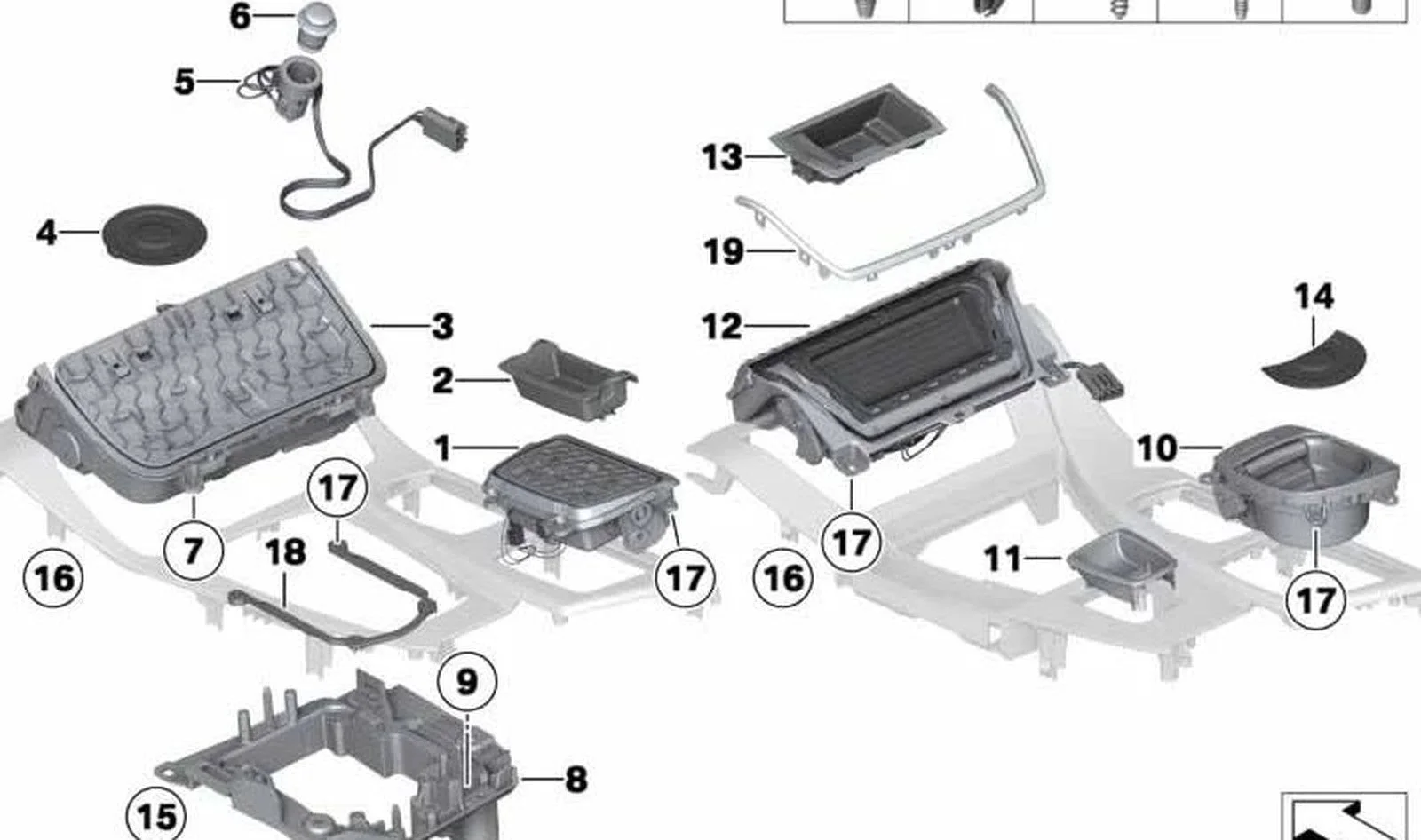 BMW 5 Serisi F10 F11 F18 Orta Konsol Bardaklığı 51169277269