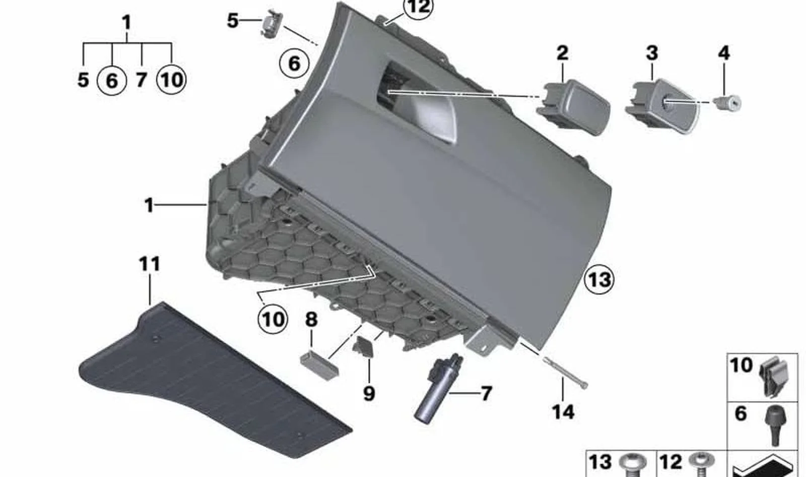 BMW F20 F21 F22 F23… Kilitli Krom Torpido Gözü Kolu 51169290977