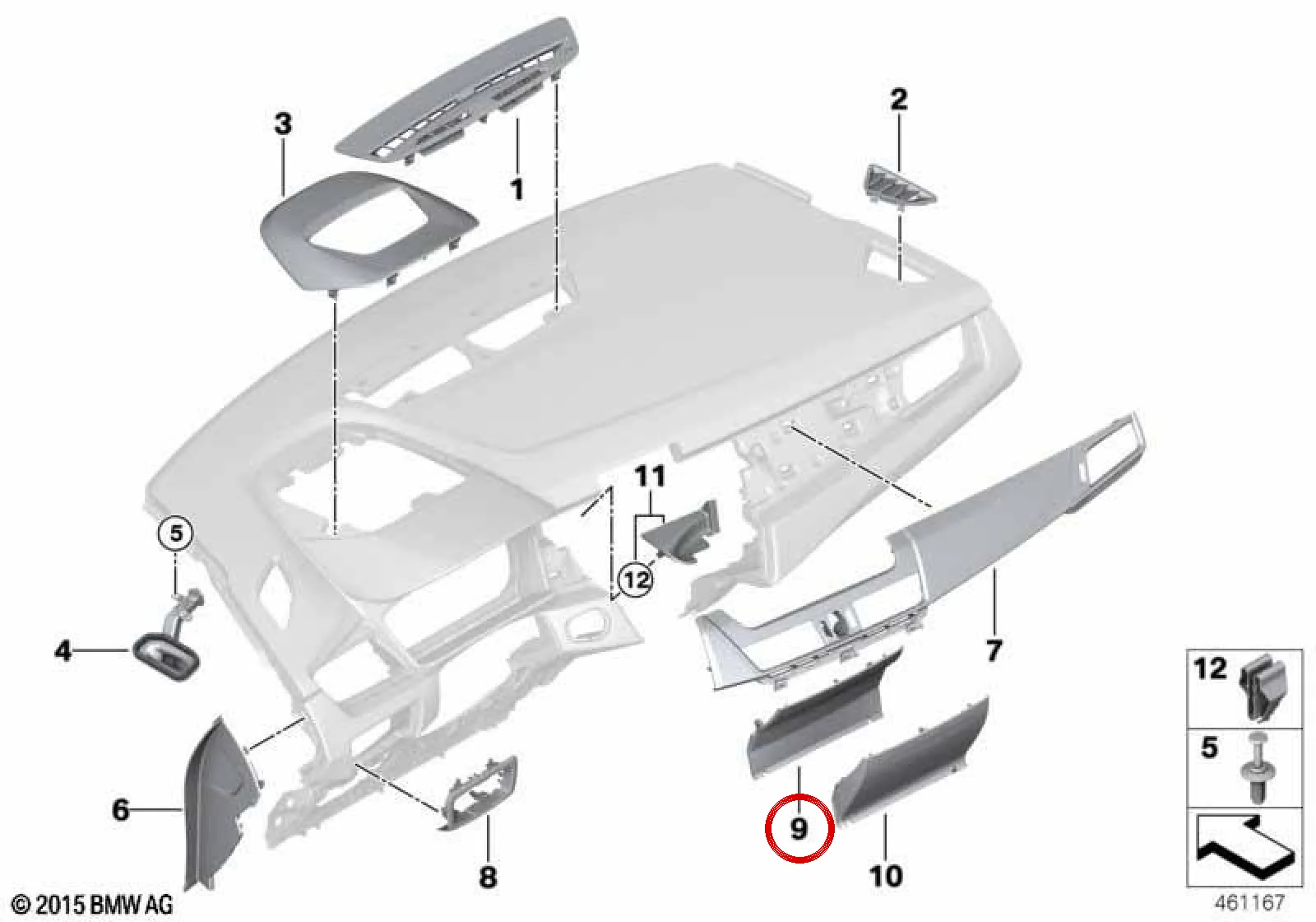 BMW 2 Serisi F45 F46 Orta Konsol Kaplama Çerçevesi 51169365088