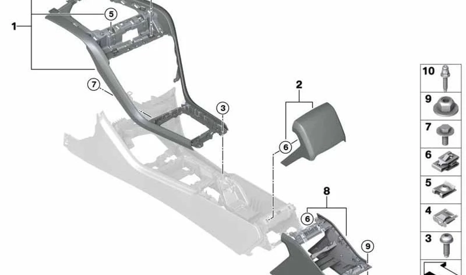 BMW 8 Serisi F91 F92 G14 G15 Arka Orta Konsol Kaplaması 51169865197