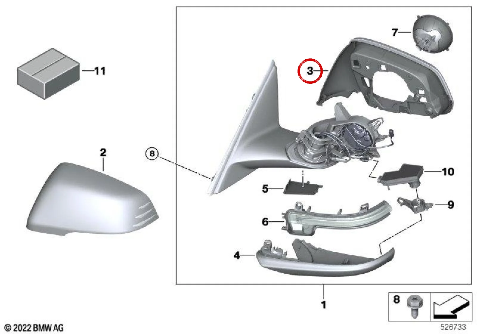 BMW F40 F44 Sağ Parlak Siyah Destek Halkası 51169879144