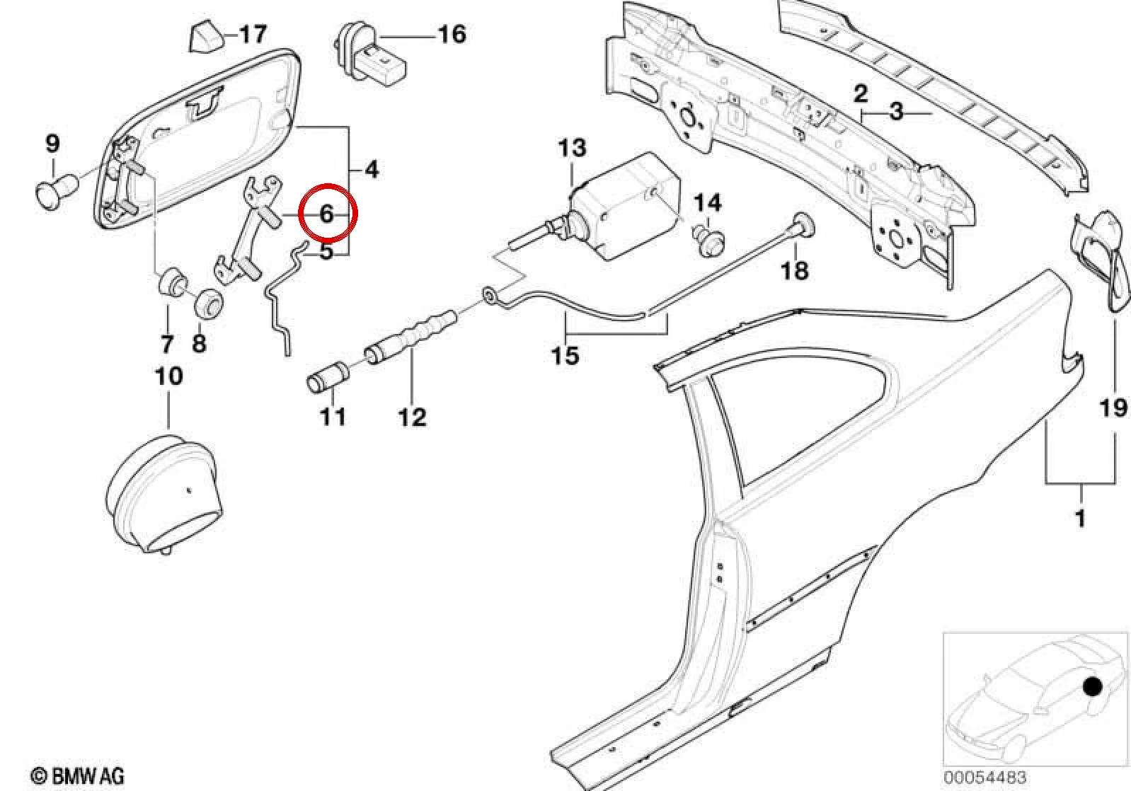 BMW 3 Serisi E46 Sol Motor Kaputu Menteşesi 51172695527