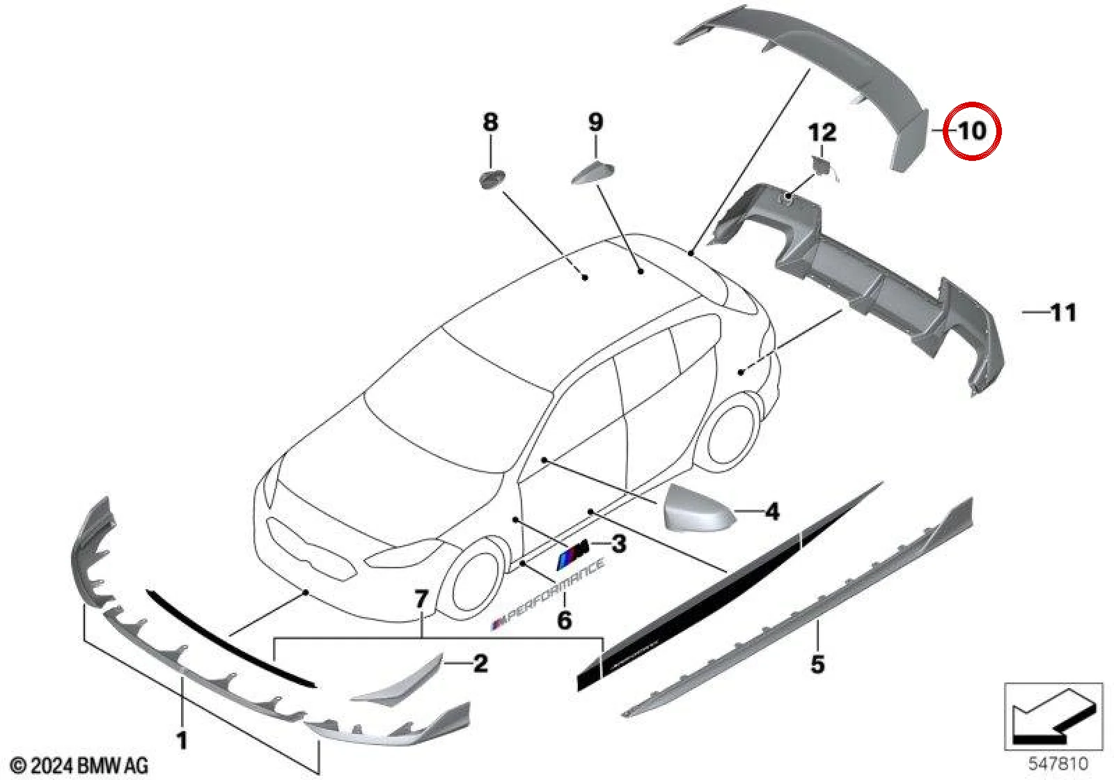 BMW 1 Serisi F40 Tavan Spoileri 51192462543
