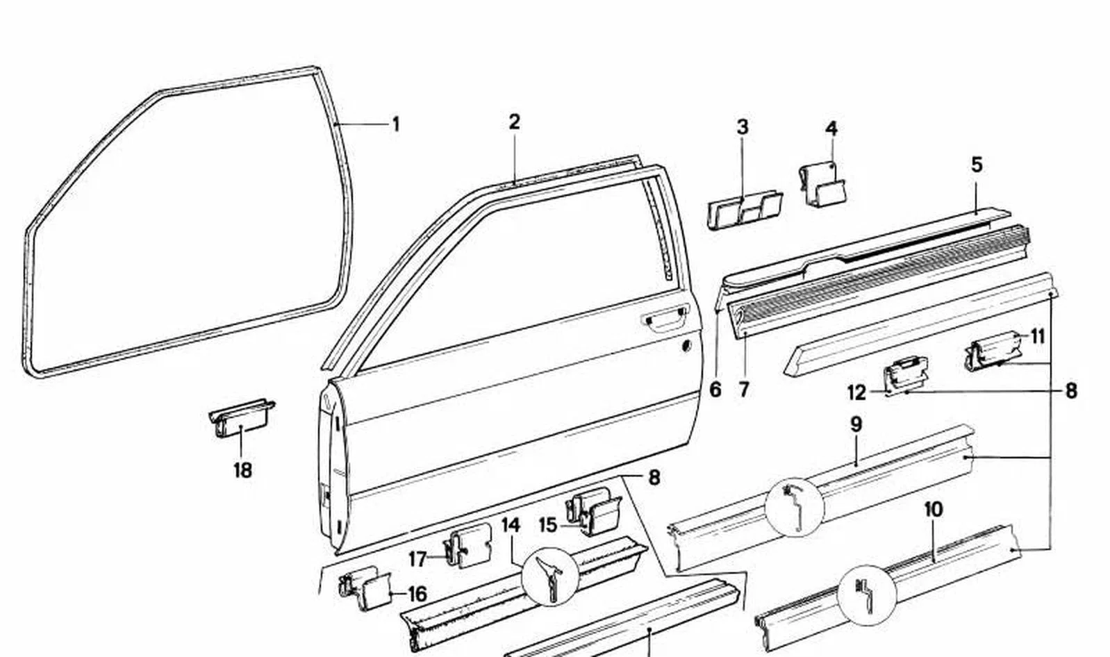 BMW 3 Serisi E21 Dış Cam Kanalı Contası 51211874667