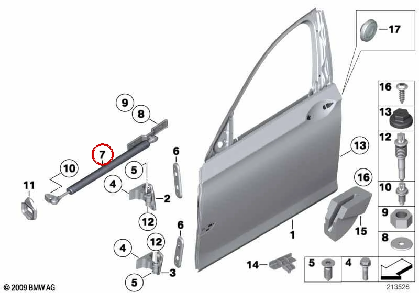 BMW 7 Serisi F01 F02 F04 Ön Sol Kapı Gergisi 51217177615