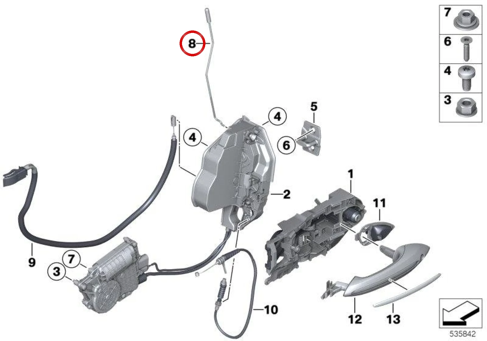 BMW 6 Serisi F12 F13 Sağ Kapı Açma Çubuğu 51217227736