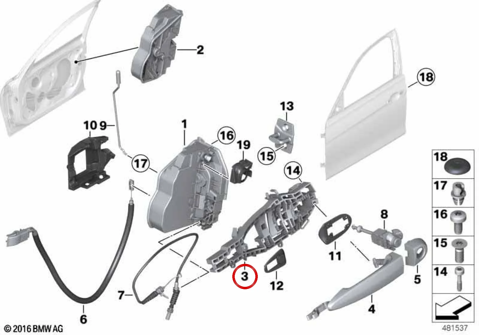BMW 3 Serisi F30 F31 Ön Sağ Kapı Kolu Taşıyıcısı 51217259830