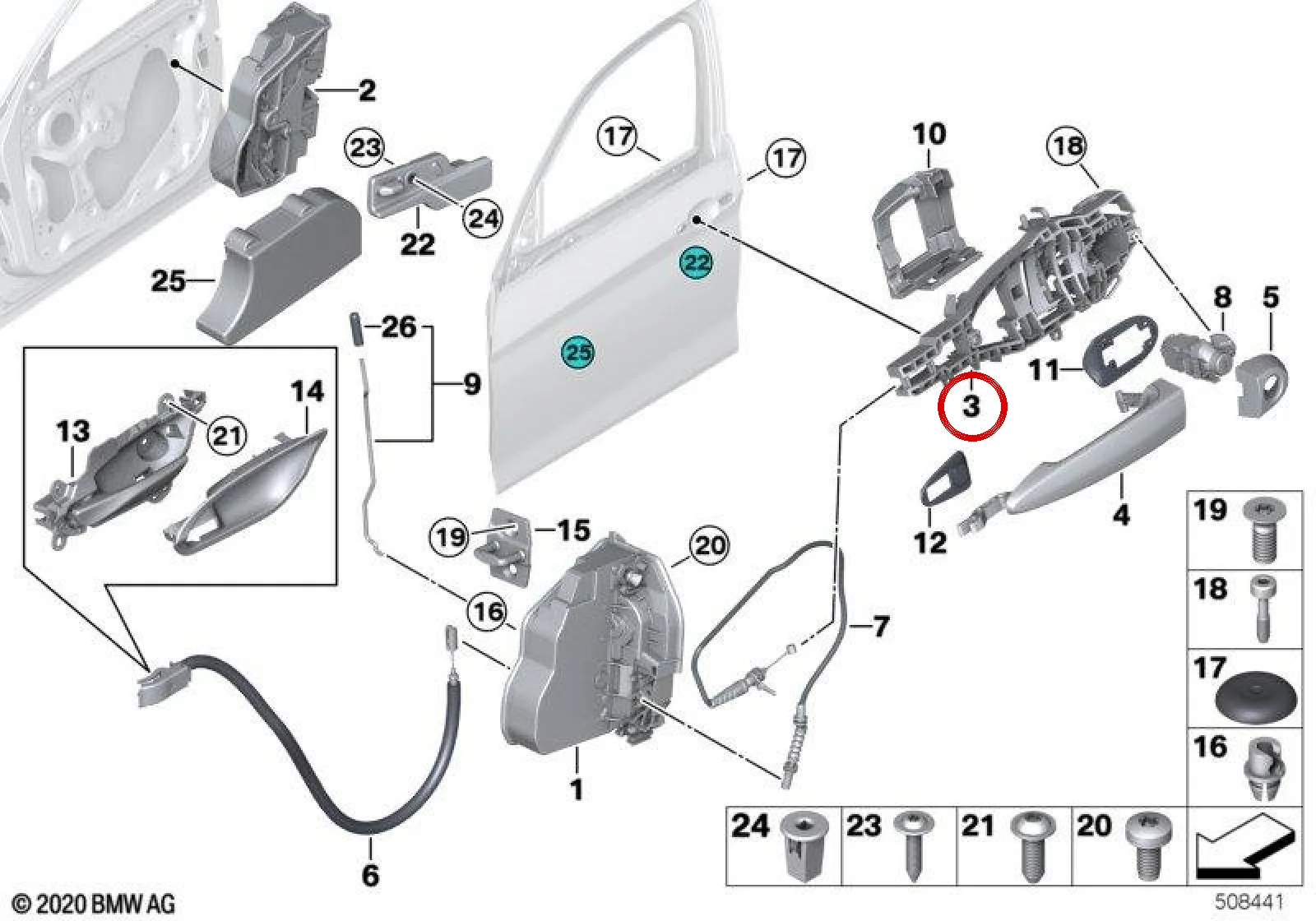 BMW F21 F22 F23 Ön Sağ Kapı Kolu Taşıyıcısı 51217285972