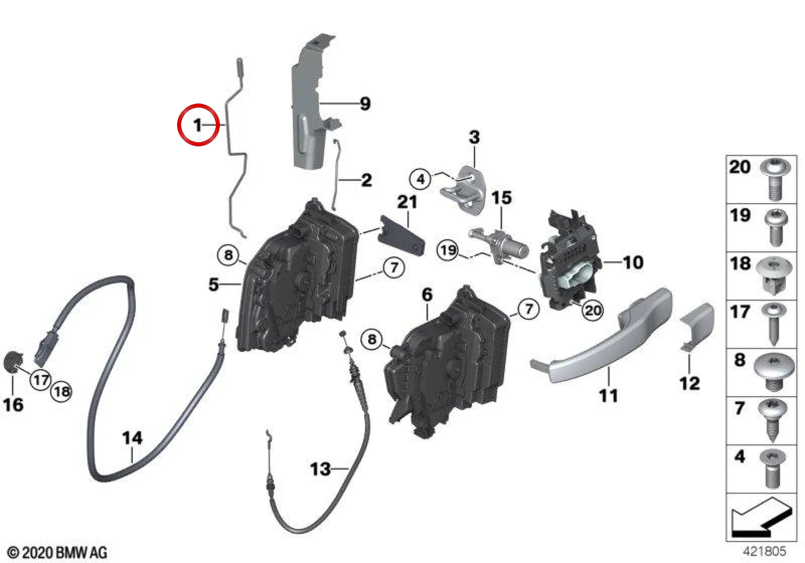 BMW i Serisi I01 Ön Sol Kapı Açma Çubuğu 51217290867