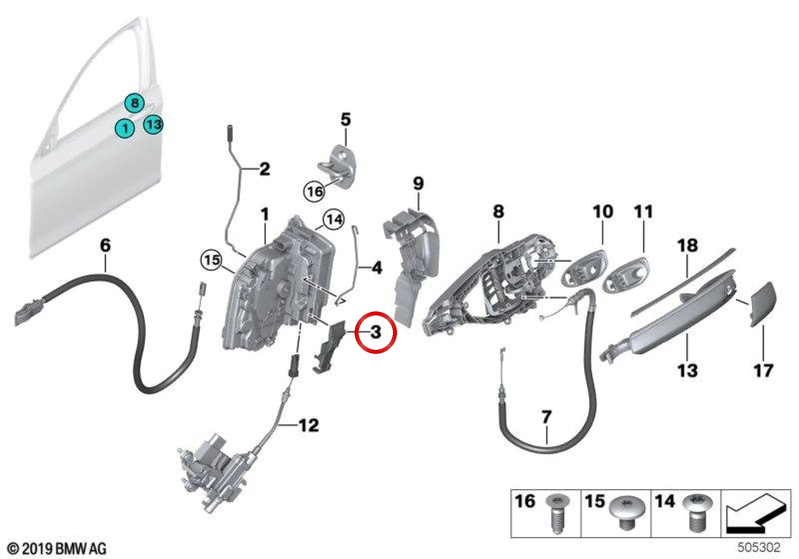 BMW F15 F16 F85 F86… Sol Kapı Açma Teli Kapağı 51217325297