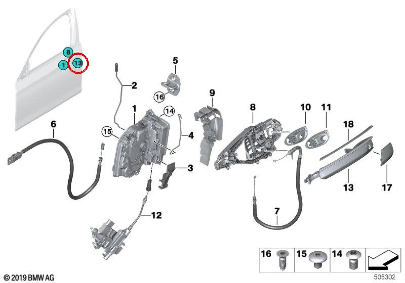 BMW 7 Serisi G11 G12 Sol Dış Boyalı Kapı Kolu 51217392137
