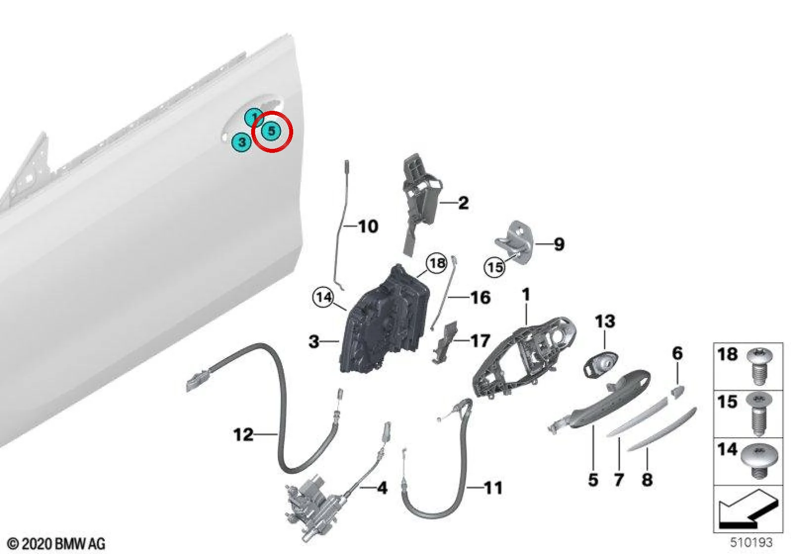 BMW F90 G30 G31 G32 Sol Dış Kapı Kolu 51217417821