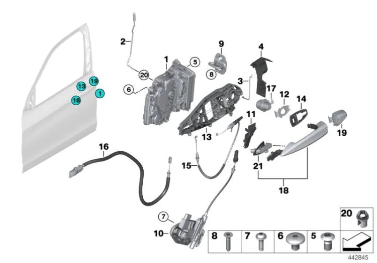 BMW 2 Serisi F45 F46 Sağ Astarlı Dış Kapı Kolu 51217433844
