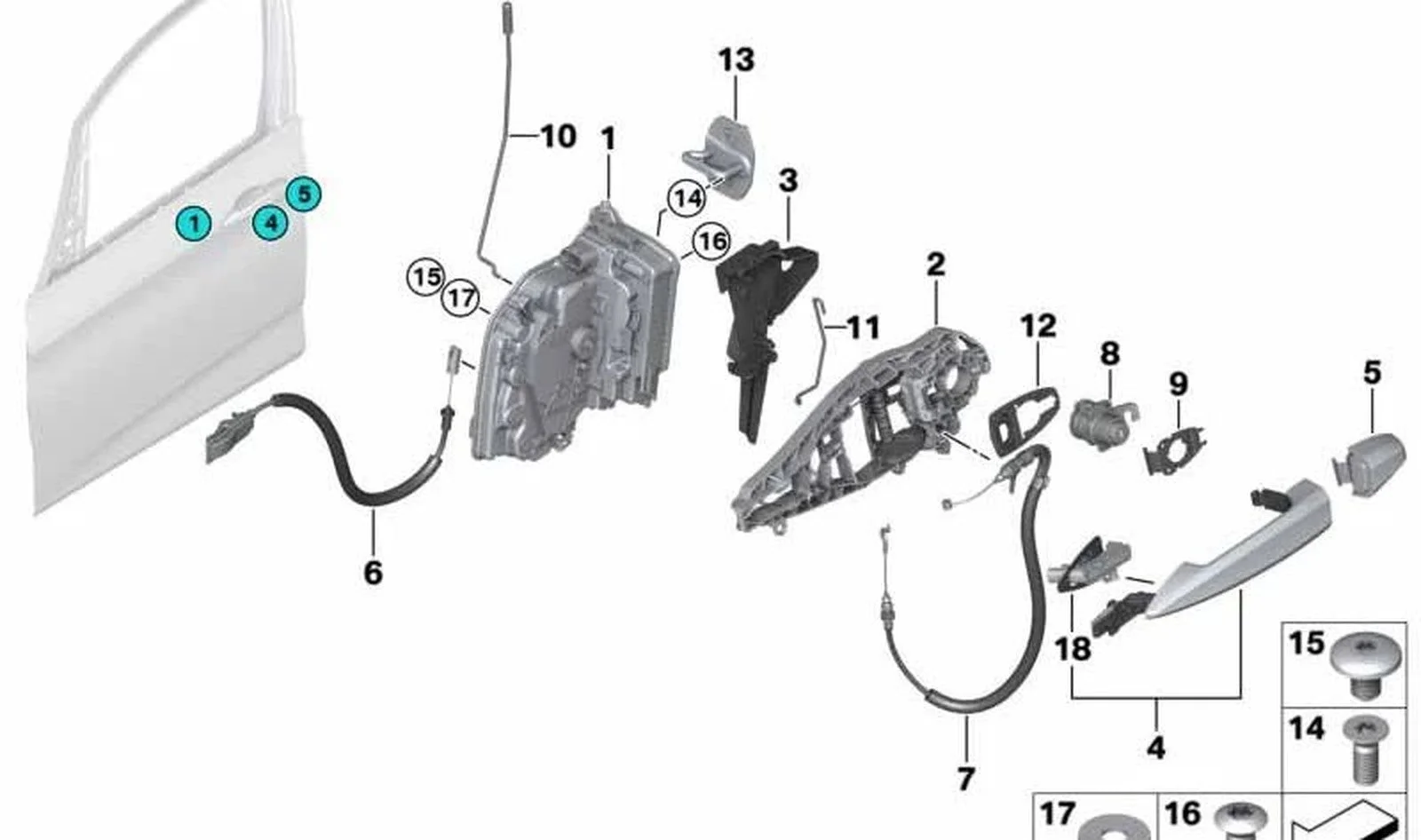 BMW 2 Serisi F45 F46 Sağ Astarlı Dış Kapı Kolu 51217433844