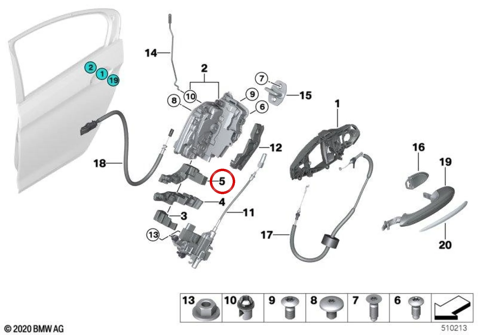 BMW G05 G06 G07 G31… Sağ Kapı Kilidi Contası 51218499052