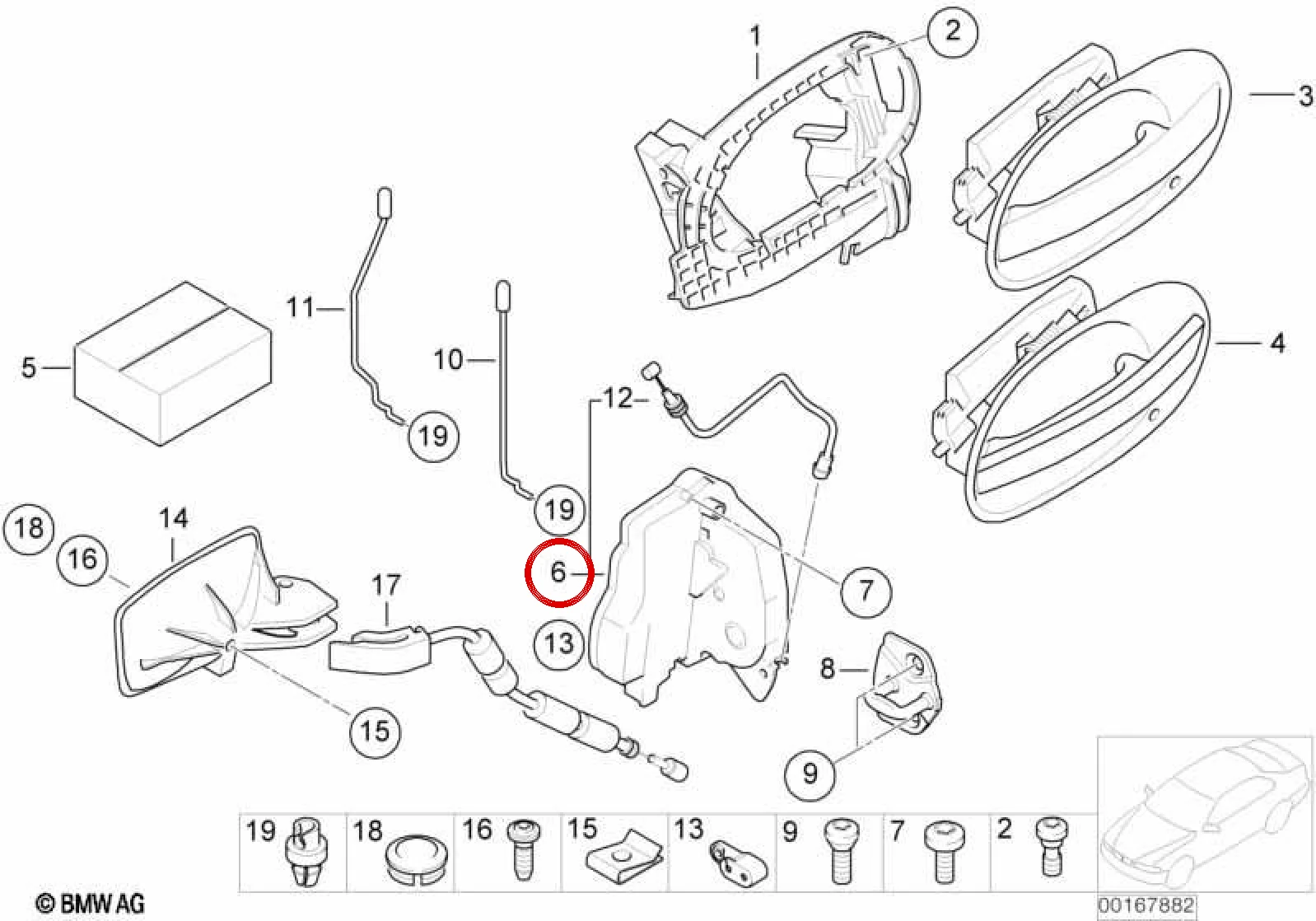 BMW 7 Serisi E65 E66 Arka Sol Kapı Kilidi 51227202127