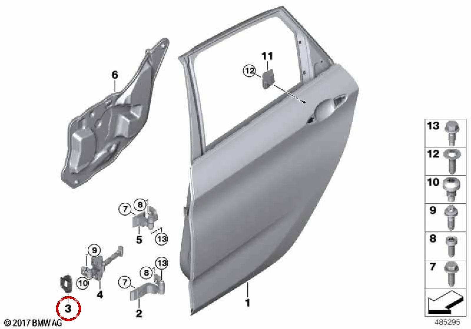 BMW F45 F46 F60 Arka Sağ Kapı Gergi Contası 51227297258