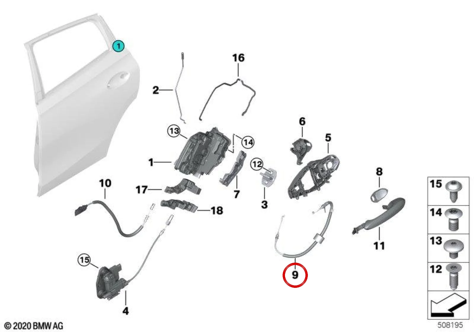 BMW X6 G06 Arka Dış Kapı Kolu Teli 51227474621