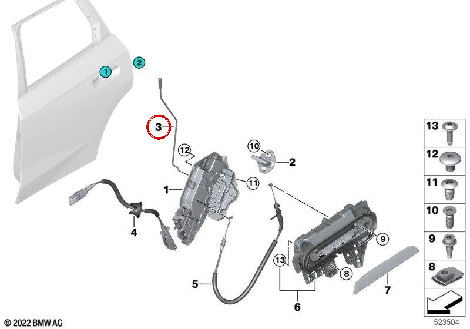 BMW X1 U11 Arka Sağ Kapı Kumanda Çubuğu 51229879342