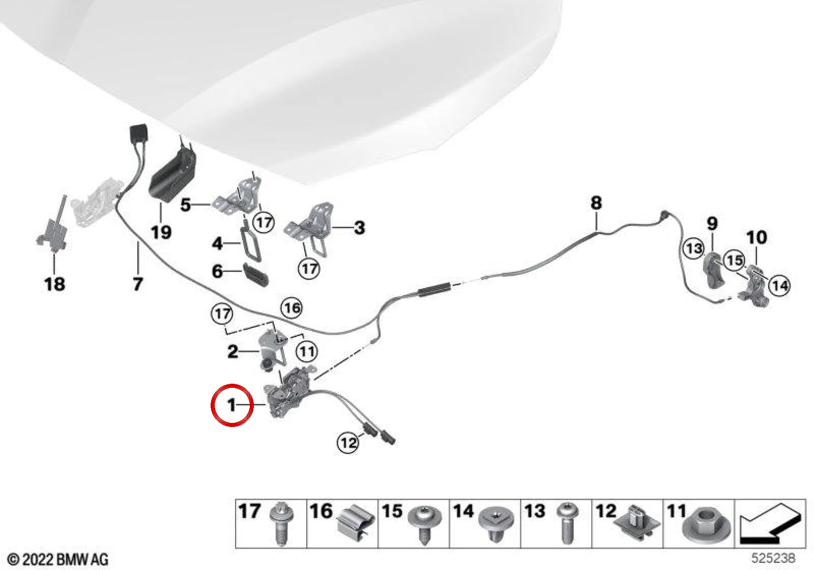 BMW 2 Serisi F45 F46 Ön Sol Kaput Kilidi 51237242550